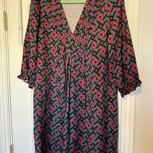 Freeman T. Porter Geometric Dress in Pink and Green